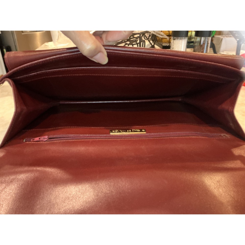 Cartier Crossbody Bag Leather Shoulder Bag Clutch Burgundy Designer - Picture 13 of 16